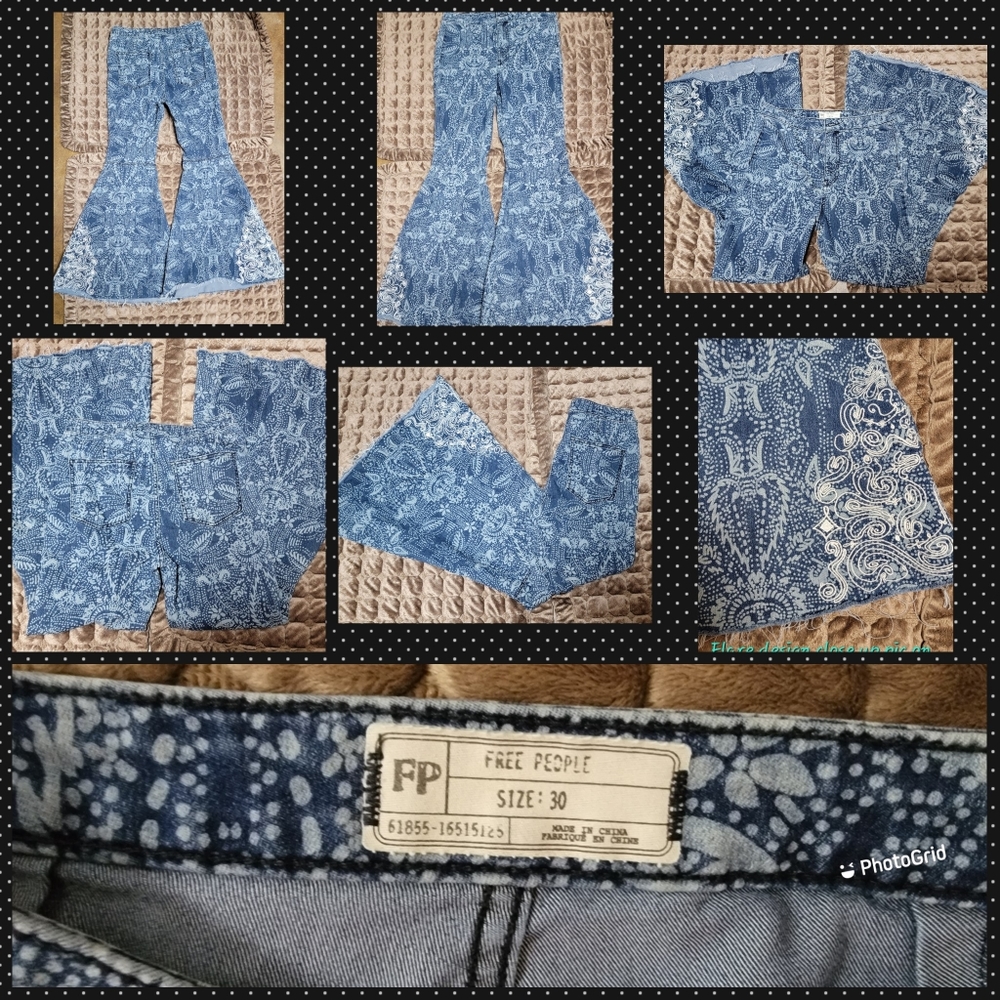 Free People Embroidered Bell Bottoms